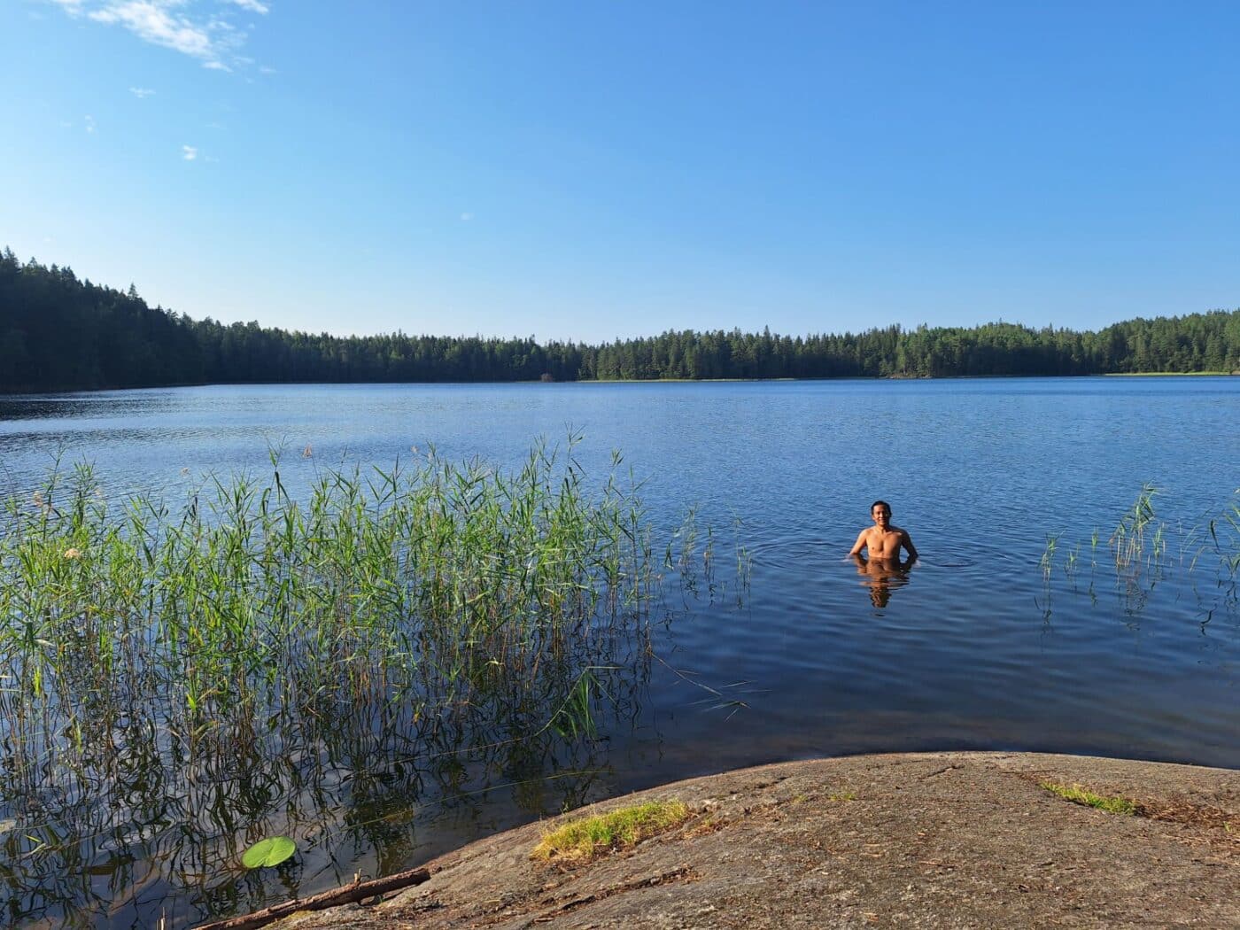 Swimmer in Kattilajärvi, Nuuksio National Park